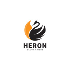 Heron Silhouette Logo Design Template Simple Mascot Logo Template