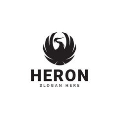 Heron Silhouette Logo Design Template Simple Mascot Logo Template