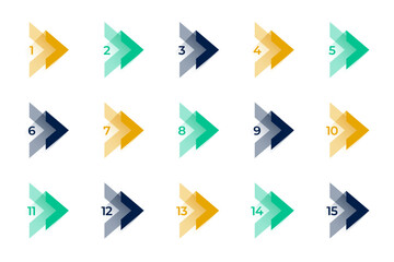 pack of bullet points from one to fifteen number