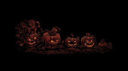 Spooky Halloween Pumpkins with Glowing Carvings