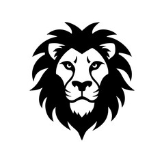 Illustration of a black and white lion head silhouette