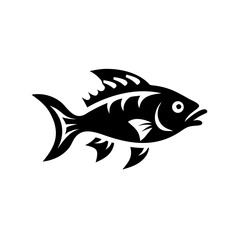 Simple black and white silhouette of a stylized fish