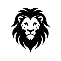 Illustration of a black and white lion head portrait