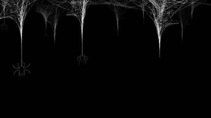 Intricate Spider Webs Against a Black Background
