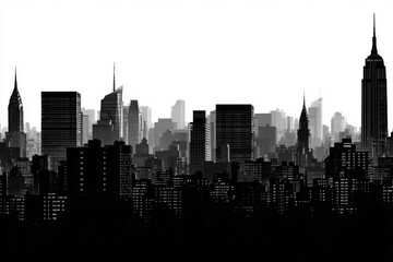 Stunning Black and White City Skyline Overview