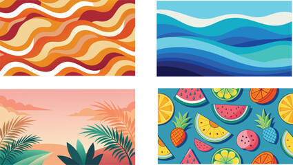 set of colorful abstract backgrounds for summer design 