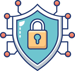 Obraz premium Vector ai technology protection with shield and lock for security