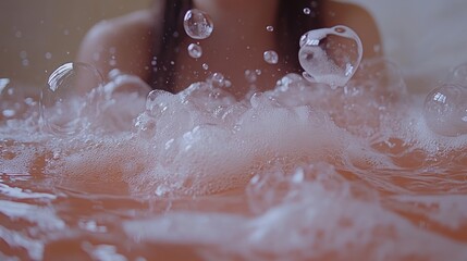 Fototapeta premium Woman in a bubbling hot tub