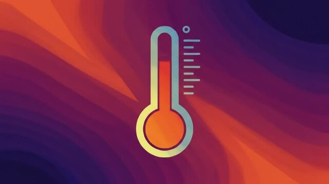 Rising Thermometer: A vector-style thermometer steadily climbing amidst a backdrop of vibrant gradient waves, indicating a rise in temperature or intensity.