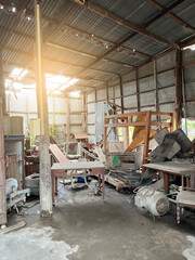 close up interior of abandoned factory