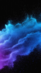 Wispy smoke cloud with purple and blue hues against a black background