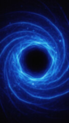 Abstract swirling blue vortex with a dark center and glowing light Energy