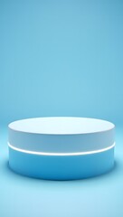 Modern Minimalist Blue Product Display Platform: Clean, Elegant, and Serene Studio Backdrop.