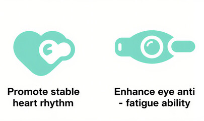 The heart and eye care icon represents promoting stable heart rhythm and enhancing eye fatigue resistance, used for heart health management and office eye care scenarios.