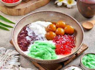 Bubur Madura atau Bubur Campur. Madura porridge is porridge with a sweet taste that contains a mixture of several sweet porridges