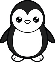 Stylized Baby Penguin Vector Illustration on White Background