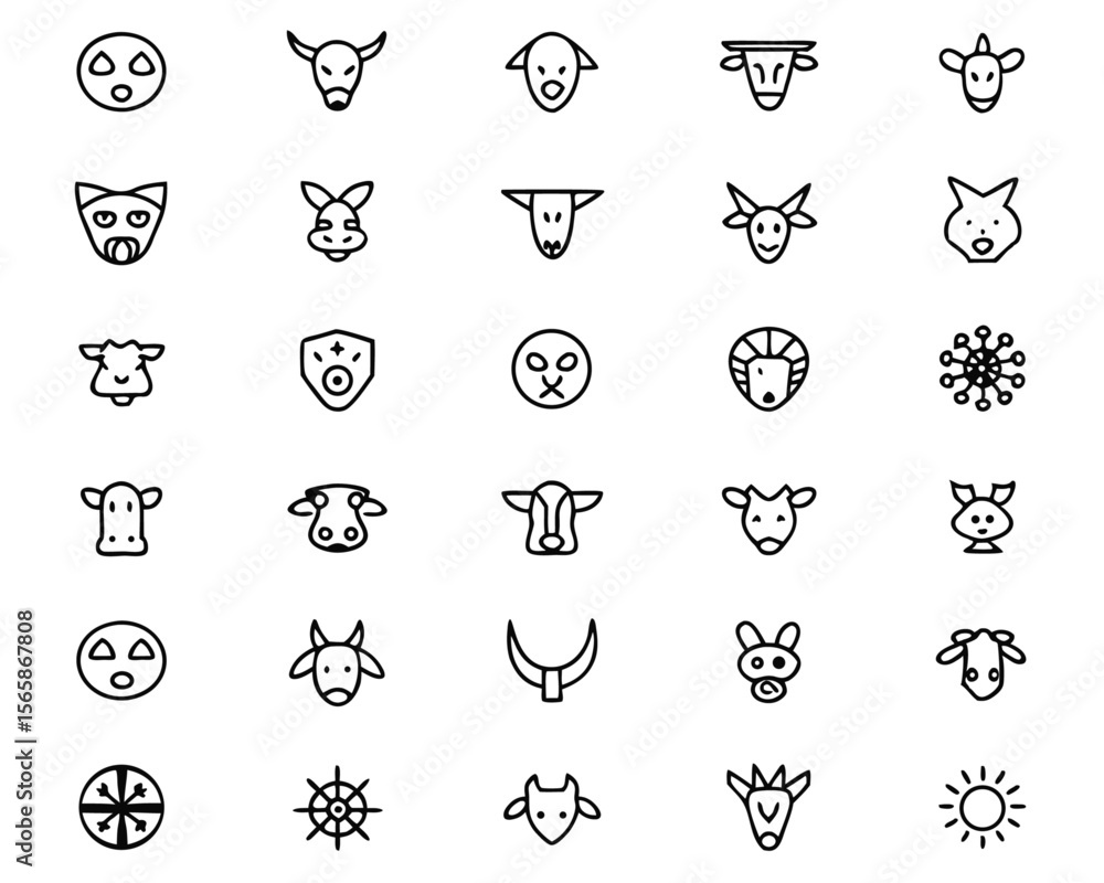 Aufkleber modern abstract bovine herd collection featuring stylized cow and bull forms in a versatile graphic 