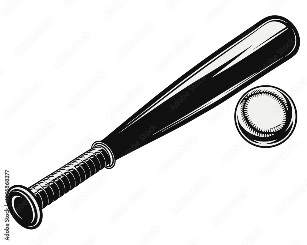 Poster striking black silhouette of a baseball hitting implement perfect for sports branding and graphic de