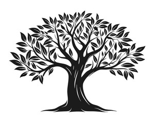 Obraz premium Elegant outline of a solitary tree showcasing its branches and trunk in a clean artistic style perfect for nature themed designs and artistic projects