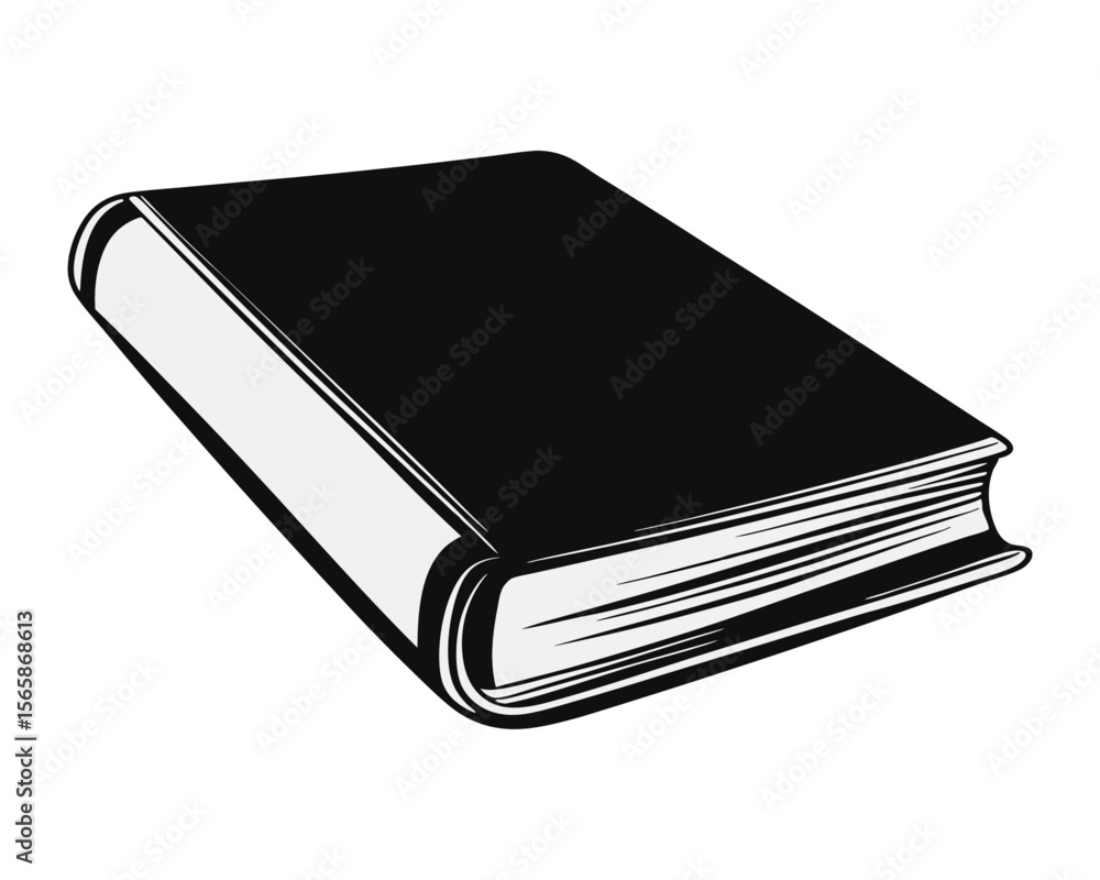 Poster a clean minimalist graphic representation of a closed book rendered in bold black with subtle yellow