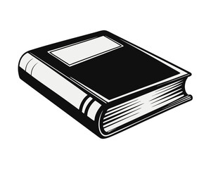 Minimalist graphic representation of a closed book designed with clean lines and essential elements suitable for digital interfaces and print applications