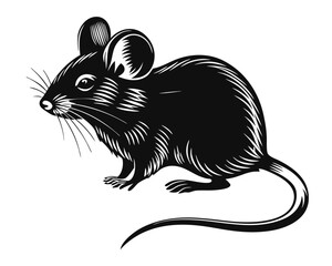 A striking black rodent silhouette elegantly rendered with clean lines presented clearly against a bright uncluttered backdrop for versatile design applications