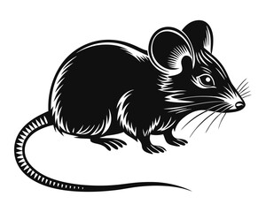 Minimalist rodent outline art a simple black rodent shape presented cleanly on a bright white backdrop perfect for graphic design projects