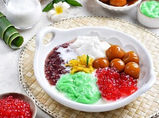 Bubur Madura atau Bubur Campur. Madura porridge is porridge with a sweet taste that contains a mixture of several sweet porridges