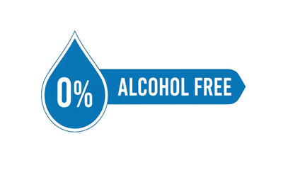 Zero percent alcohol free sign on white background