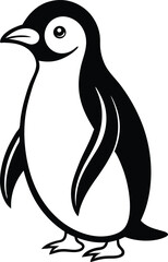 Obraz premium Penguin Line Art vector illustration on white background