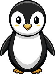 Stylized Baby Penguin Vector Illustration on White Background