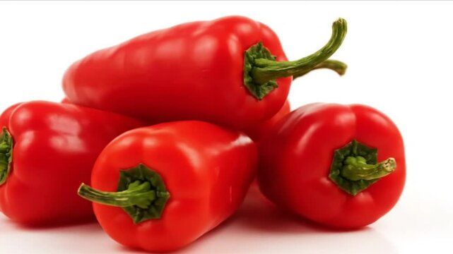 Fresh Red Mini Bell Peppers Isolated on a White Background