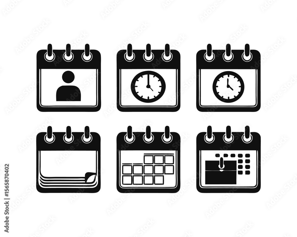 Aufkleber comprehensive collection of diverse calendar symbols and icons offering a variety of planning and sc