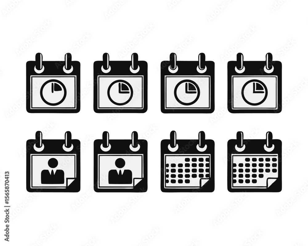 Poster comprehensive collection of diverse calendar symbols and date related icons perfect for organization