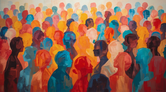 Diverse Crowd, Community, Unity, People, Abstract, Human Connection, Equality, Society, Inclusion, Togetherness, Vibrant, Colorful, Humanity, Group, Population, Anonymous, Many, Cooperation, Teamwork,