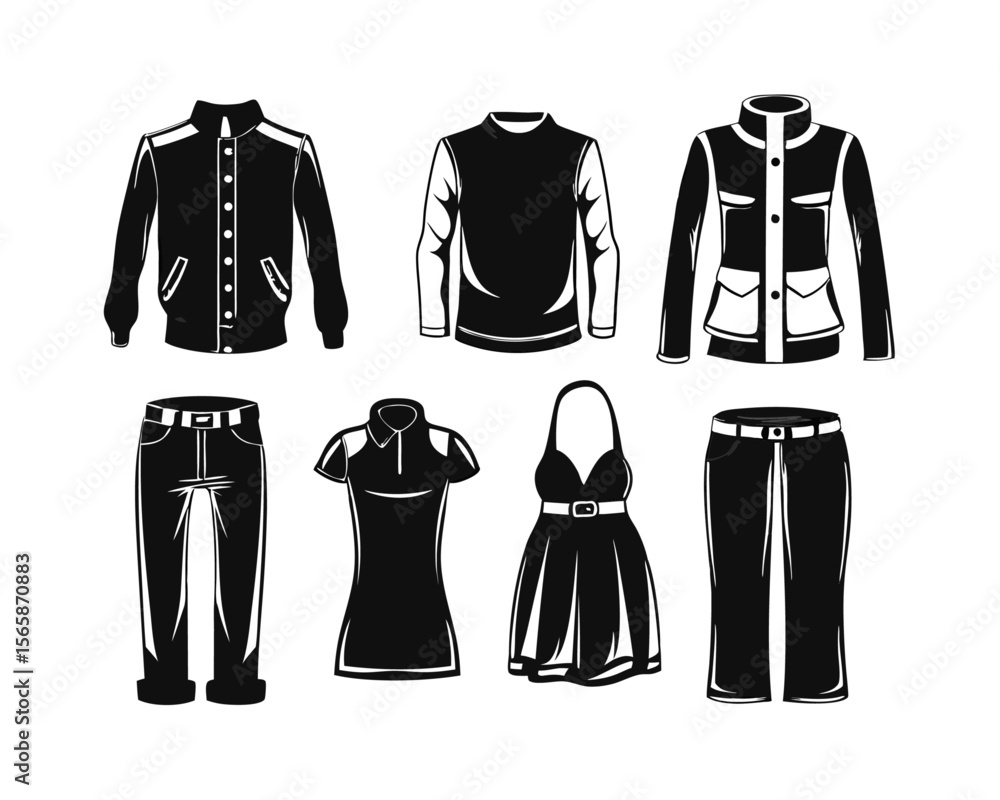 Poster comprehensive collection of distinct clothing and apparel symbols presented clearly on a plain white
