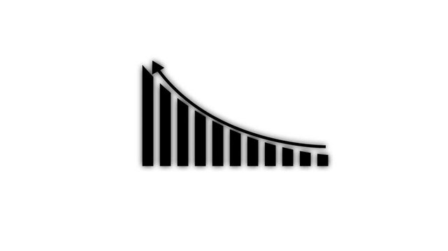 Financial business Loss down graph chart. business loss concept. Hi tech style glowing graph animation.Business growth concept in graph chart showing marketing sales profit increasing to future .