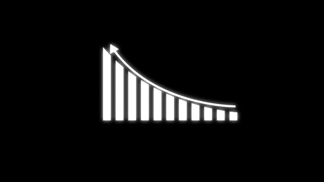  Financial business Loss down graph chart. business loss concept. Hi tech style glowing graph animation.Business growth concept in graph chart showing marketing sales profit increasing to future 