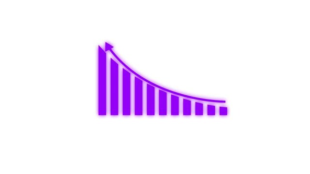 Financial business Loss down graph chart. business loss concept. Hi tech style glowing graph animation.Business growth concept in graph chart showing marketing sales profit increasing to future .