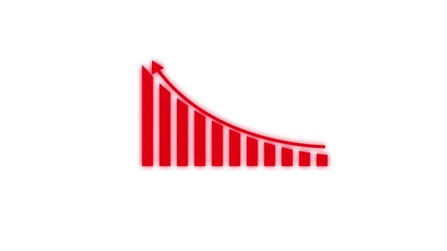 Financial business Loss down graph chart. business loss concept. Hi tech style glowing graph animation.Business growth concept in graph chart showing marketing sales profit increasing to future .