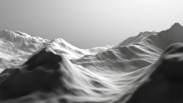 Lowpoly topographic landscape in grayscale