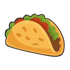 Taco with Filling and Lettuce Clip Art Food Illustration