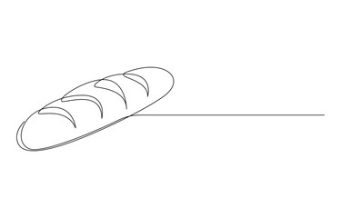Single Line Drawing of a Loaf of Bread, Line Art Illustration of a Bread Loaf and Slices,
