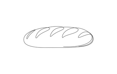 Single Line Drawing of a Loaf of Bread, Line Art Illustration of a Bread Loaf and Slices,
