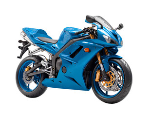 Obraz premium Blue sport bike motorcycle isolated on a transparent background PNG