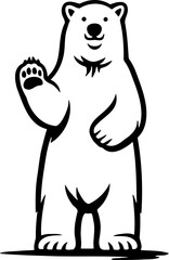 polar bear line art vector illustration, isolated on white