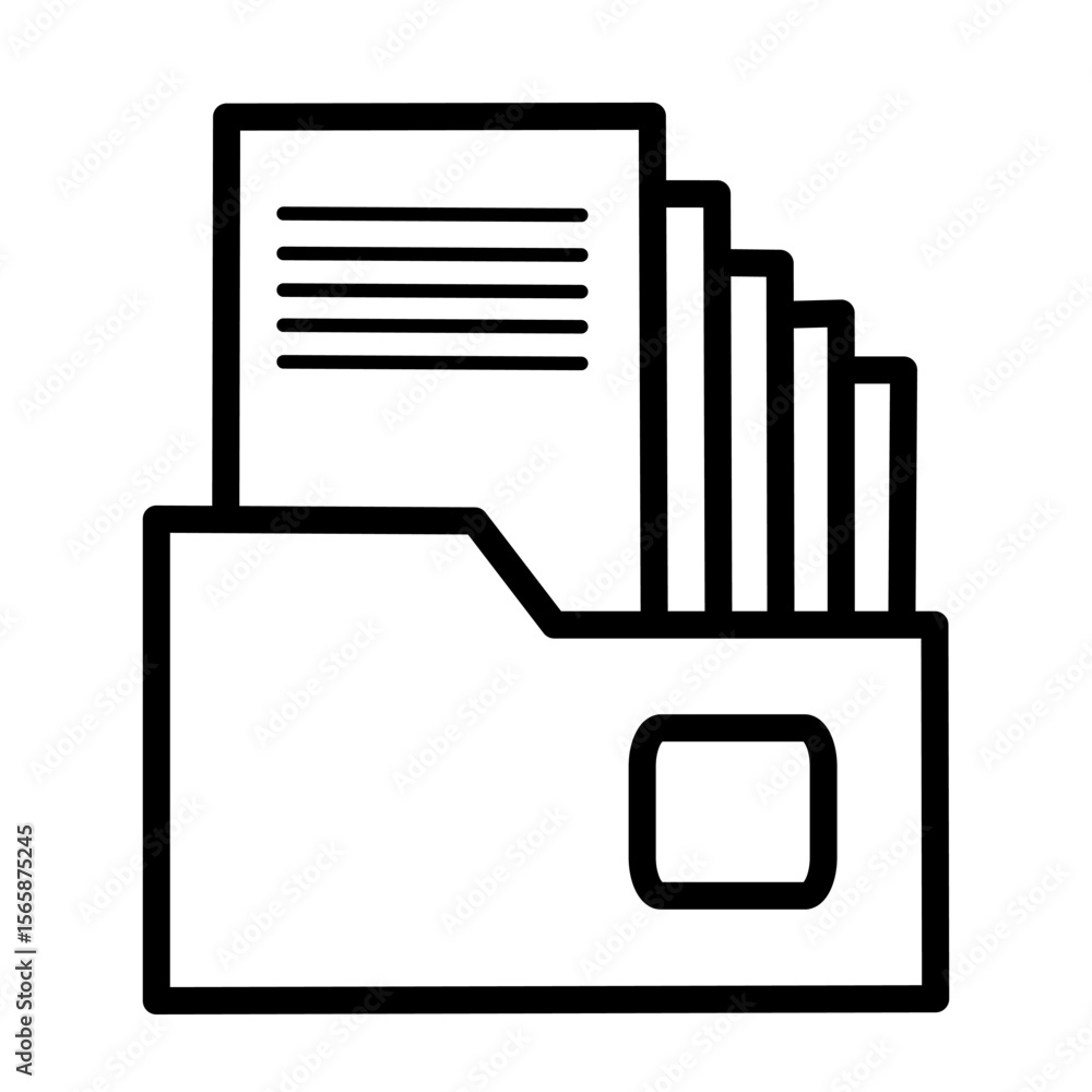 Fototapete Folder with Documents Line Icon. Dossier folder icon bottom line. Secret file icon. hand holding a folder icon