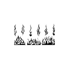 Silhouette Fire flames. Old school tattoo neo-tribal style or silhouette flame for cars. set vector icons. 