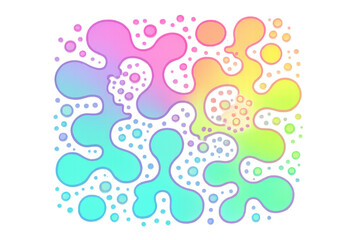 Colorful abstract background featuring transparent overlapping blobs and bubbles, creating a vibrant and dynamic composition