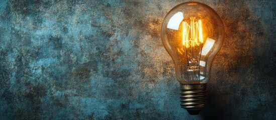 Illuminated Vintage Bulb on Textured Wall